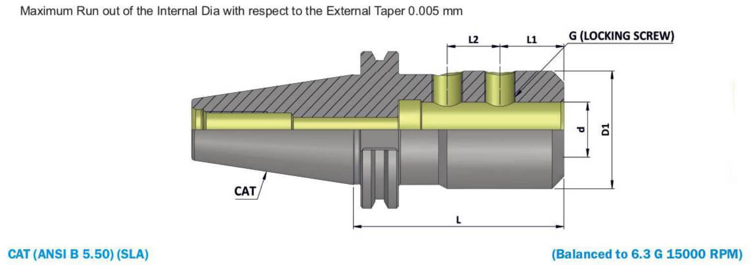 CAT50 SLA DIA 1/2'' - 3.0'' Side Lock Adapter (Balanced to G 6.3 15000 RPM)